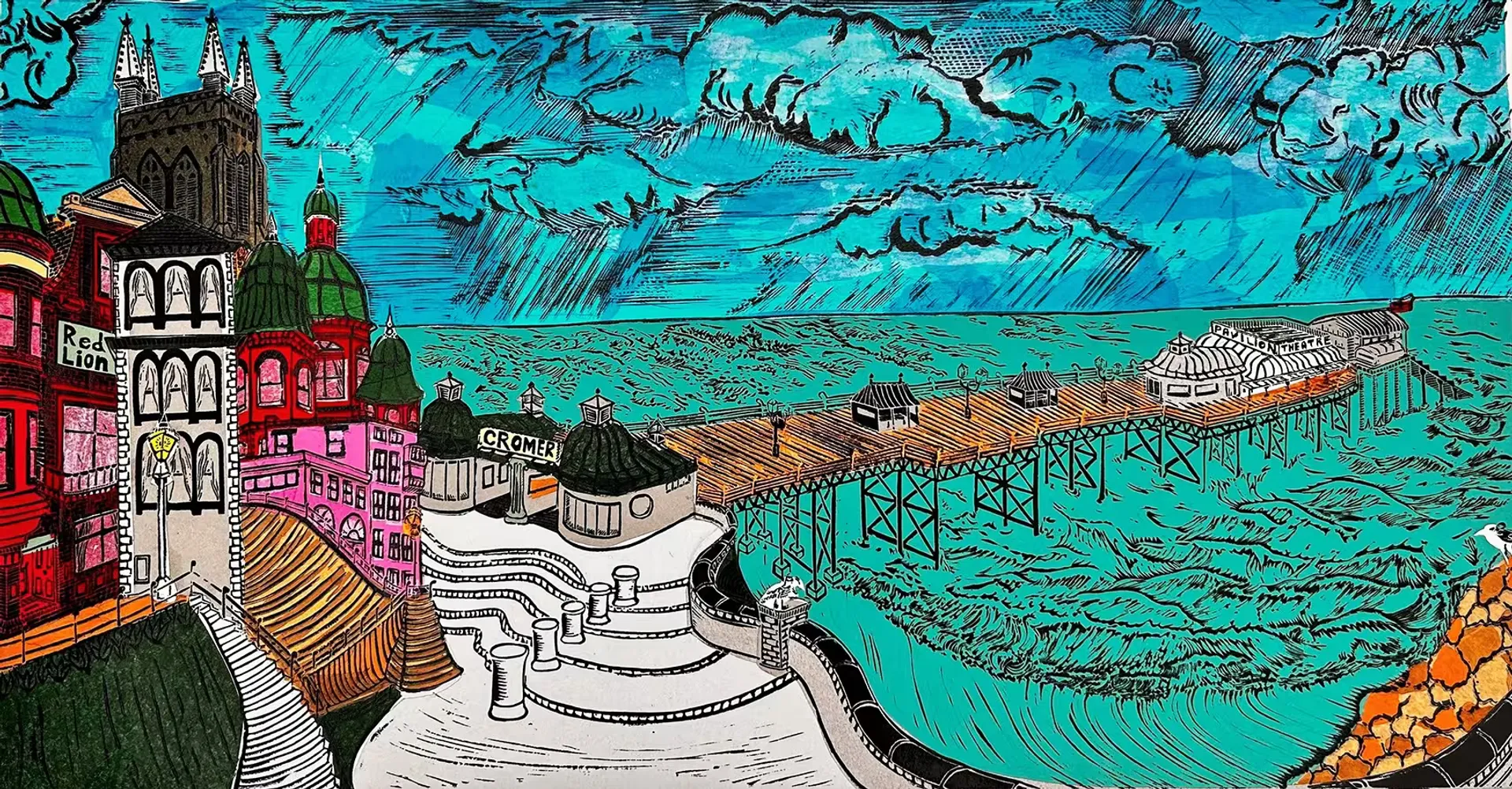 Cromer Pier artwork by Fernando Feijoo