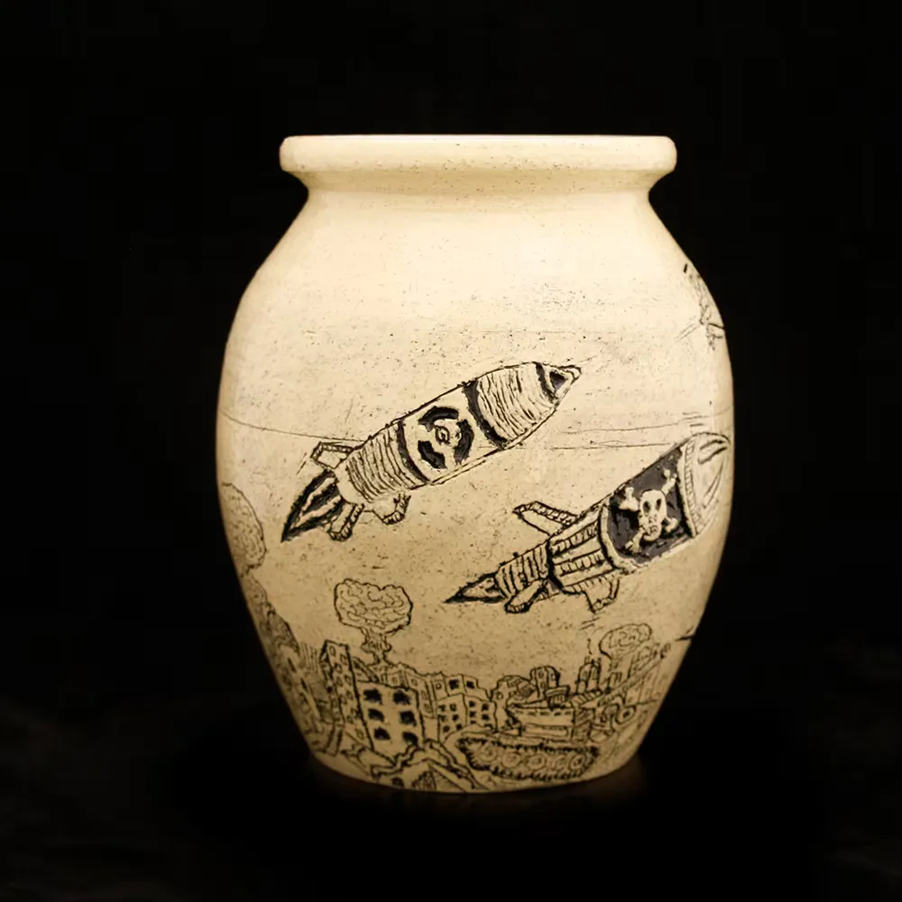 Rocket Man - stoneware pot - View 2